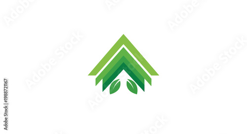 Abstract Environmental Logo with Layers of Green for Sustainability and Eco-Friendliness