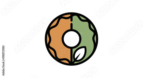 Abstract Environmental Symbol Combining Nature Elements and Modern Design on White