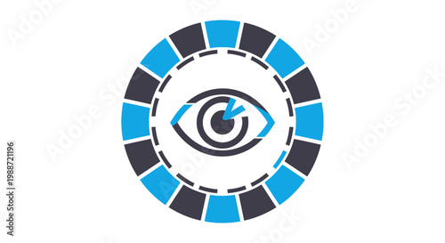 Abstract Eye Design Surrounded by Geometric Shapes Symbolizing Vision and Perception