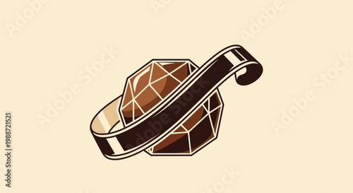 Abstract Geometric Design Featuring A Ruby Wrapped With An Elegant Ribbon for Logos