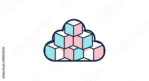 Abstract Geometric Cloud Formation With Cubical Elements Design Aesthetic Concept
