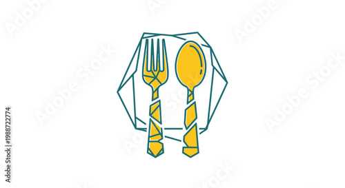 Abstract Geometric Design Of Utensils On Plate For Restaurant Dishes Preparation