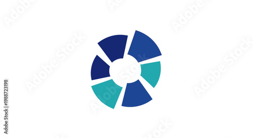 Abstract Geometric Design with Blue and Teal Circular Segments on a White Background
