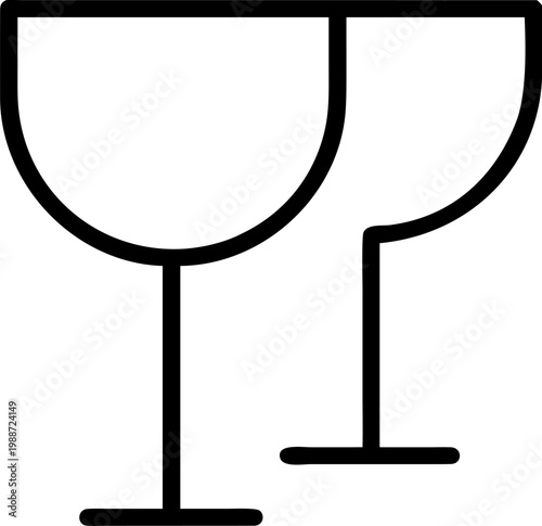 Two stylized wine glasses shown as a line drawing icon, suggesting celebration or drinks
