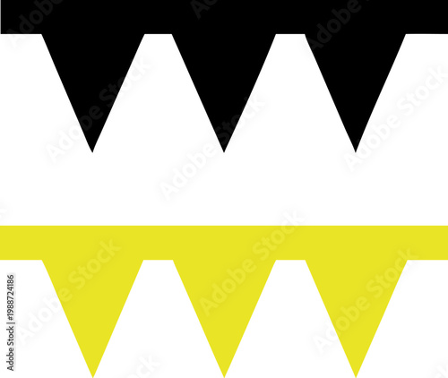 Dynamic abstract design featuring contrasting sharp jagged lines in black and vibrant yellow against a clean white background, creating a bold geometric visual pattern for various creative projects