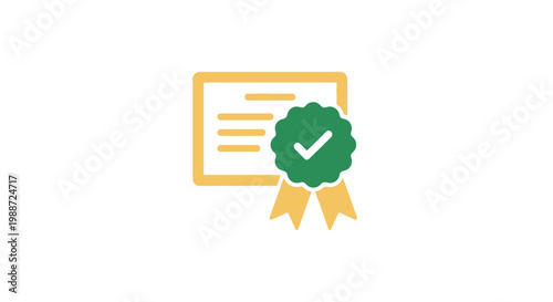 Green certificate icon with checkmark.