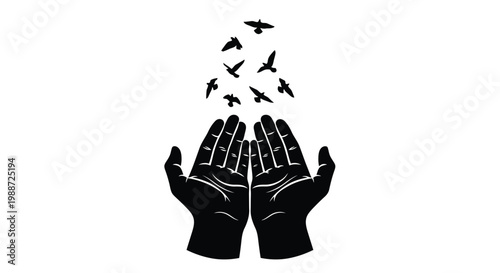 Hands releasing birds into the air in a symbolic gesture of freedom and release
