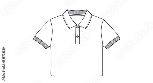 Fashion sketch of a classic white polo shirt with button placket.