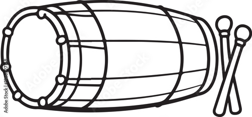 Traditional bedug drum outline vector icon representing cultural percussion instrument for religious celebration and heritage design