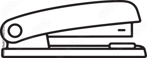 Classic stapler outline vector icon representing office stationery tool for document binding simple line illustration