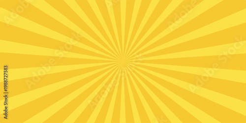 Yellow banner with Sun rays, yellow lines background, light