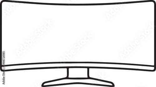 Gaming curved monitor outline icon representing immersive display technology esports setup and modern computer screen design