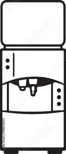 Home water purifier outline icon representing domestic water filtration system safe hydration and modern home utility concept