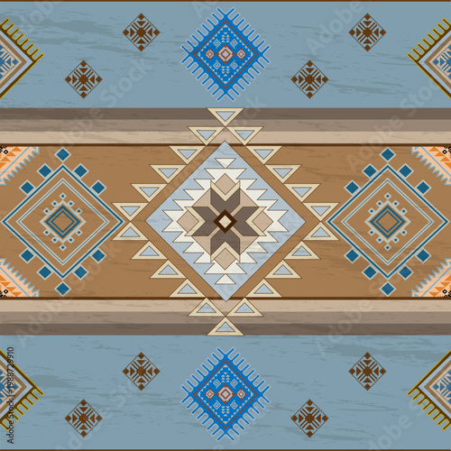 Rustic Tribal Diamond Textile Design with Distressed Texture