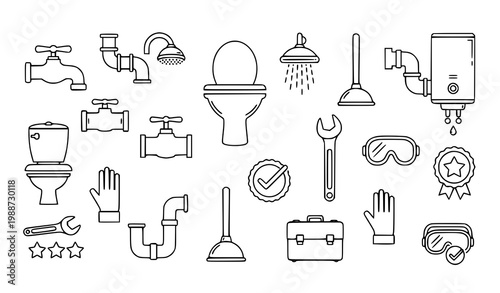 Collection of headwear icons: caps hats helmets with baseball cap hard hat ski hat tropics hat safety helmet flat icon headwear collection accessory clothing baseball protection minimalist