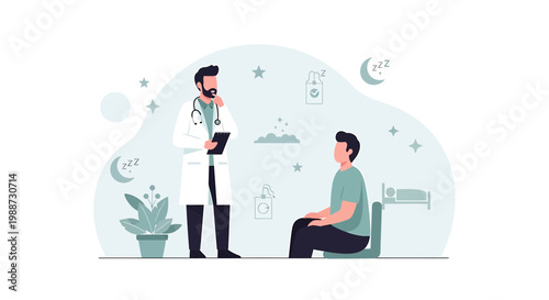Doctor Consults Patient About Sleep Issues, Medical Consultation, Healthcare Concept
