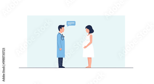Doctor Consults Pregnant Woman: Healthcare, Pregnancy, Medical Check-up, Expecting Mother