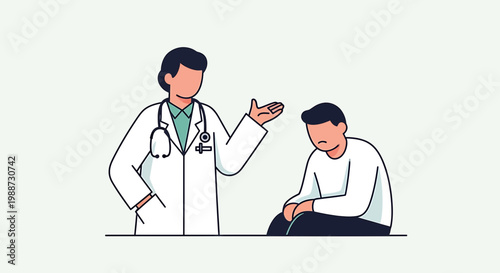 Doctor consults with sad patient, mental health, empathy, medical consultation, healthcare