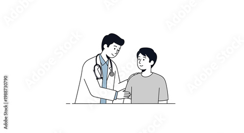 Doctor examining a young boy with care and compassion in a medical setting