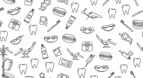Tooth Care Seamless Pattern Minimal Dentistry Icons Background