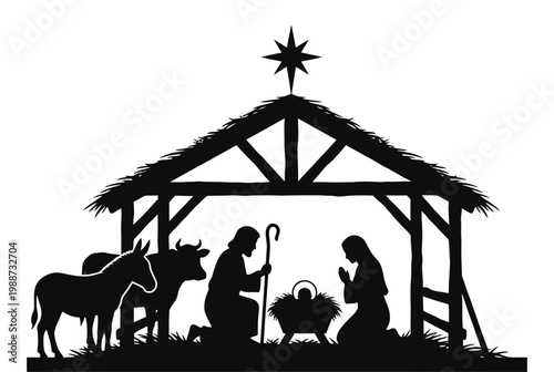 Nativity scene silhouette