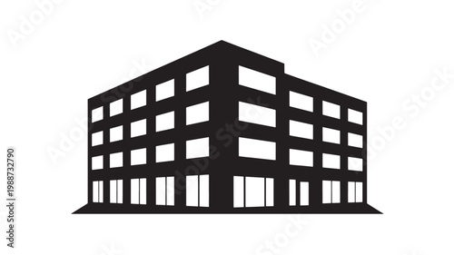 Corporate Building Silhouette Icon for Business Architecture Urban Skyline and Real Estate Concepts