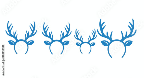 Blue reindeer antler headbands for festive holiday fun and decoration