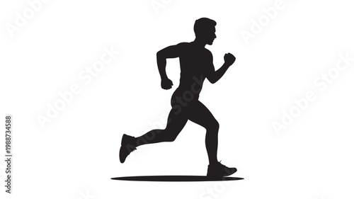 Running Man Silhouette Icon Dynamic Athlete Fitness Exercise Symbol