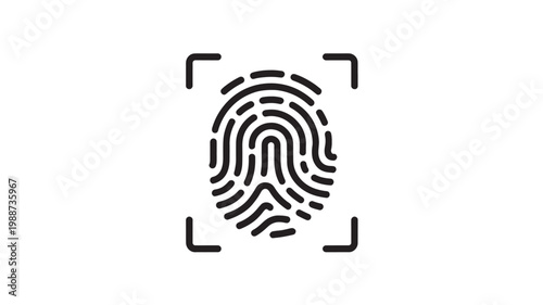 Fingerprint Scan Icon – Biometric Identity Verification Authentication Security Vector