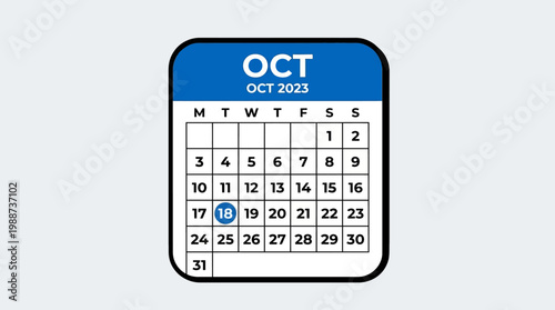 A digital illustration of an October 2023 calendar on a white background with the 18th highlighted Istiqomah