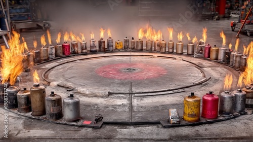 Multiple Torches Set in Radial Design for Performance Setup Visuals