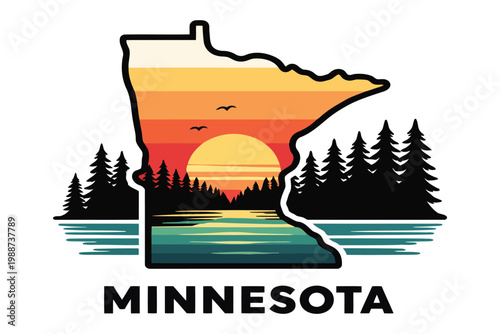 Photos A stylized graphic illustration of the state of minnesota featuring a beautiful