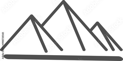 Minimalist Giza pyramids icon. Ancient Egyptian historical landmark, desert travel destination, and architecture geometric graphic element isolated on blank background.