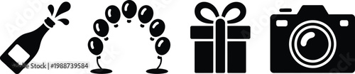 Black Icons of Celebration and Photography Elements Keywords: icon, set, celebration