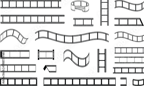 Collection of black and white film strips and frames Keywords: film strip, movie, cinema
