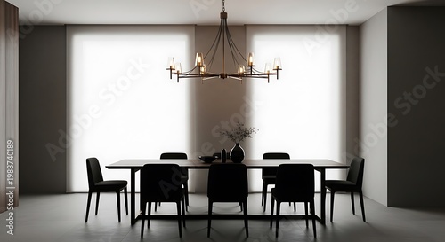 Elegant dining room with modern chandelier and minimalist design
