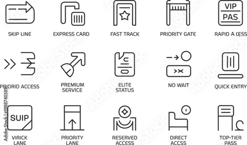 Icons for priority access and exclusive services skip line