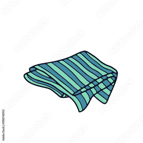 Hand drawn folded tea towel icon vector illustration. Cozy home decor clipart