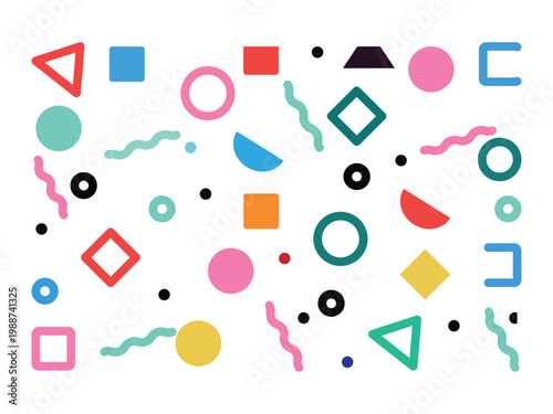 Abstract geometric shapes set. Memphis design For web, vintage, advertisement, commercial banner, poster design. modern hipster circle triangle template colorful illustration.
