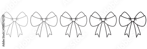 Ribbon Bow Line Art Stylish Linear Sketch