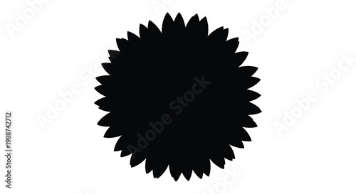 A striking black floral design with sharply defined petals a dark silhouette