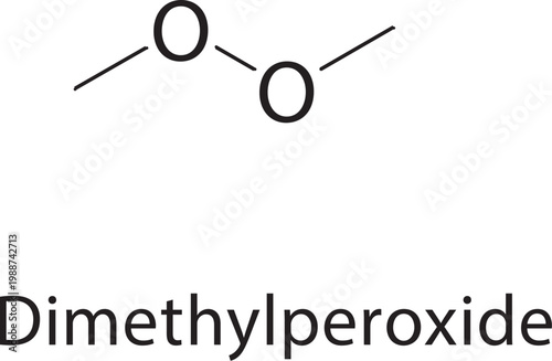 Dimethylperoxide skeletal structure. peroxide compound schematic illustration. Simple diagram, chemical formula.