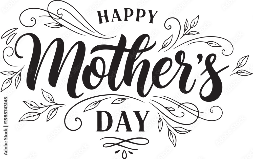 Fototapeta premium Vector art of happy mothers day greeting card with floral design