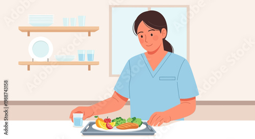 Nurse Serving Healthy Meal to Patient