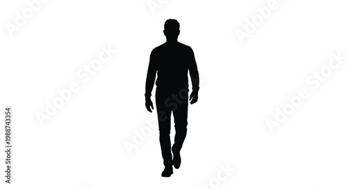 Happy family members wearing backpacks walking together in this creative black and white vector graphic illustration