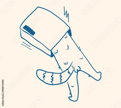 Funny Vector Illustration of a Cute Striped Cat Hiding and Playing Inside a Cardboard Box, Delivery and Moving Concept, Hand Drawn Line Art Style