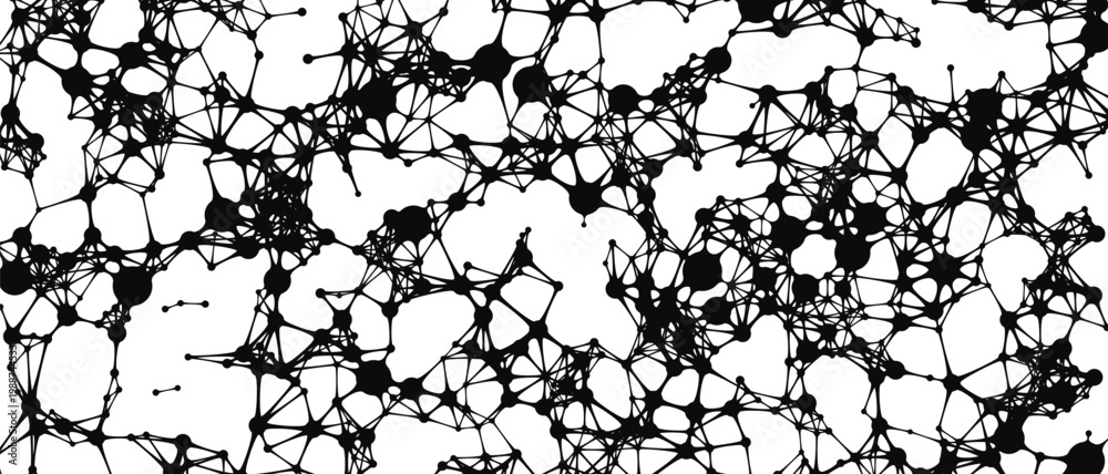 Obraz premium Abstract liquid metaball background with organic network structure. Flowing morph lines, blobs and digital data web pattern. Vector