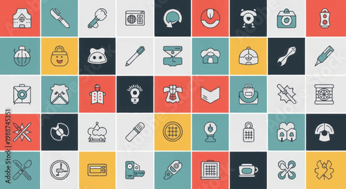 Collection of Flat Design Icons Representing Various Concepts.