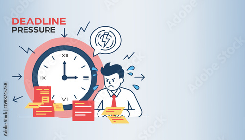 Deadline pressure clock stress business work concept