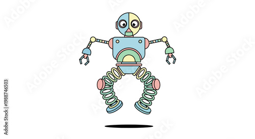 Colorful Robot With Wrench Hands.